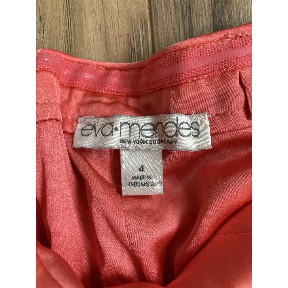 Eva Mendes Strapless Summer Dress Fit and Flare Coral Pink Floral Lace Size 4 - Picture 11 of 11